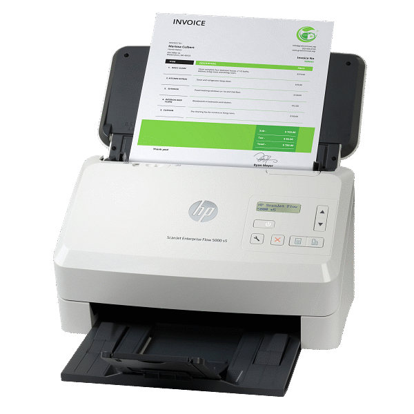 HP ScanJet Enterprise Flow 5000 S5 - ADF 80 sheets 512MB RAM Up to 600 dpi  - ADF Speed Up to 65ppm/130 ipm