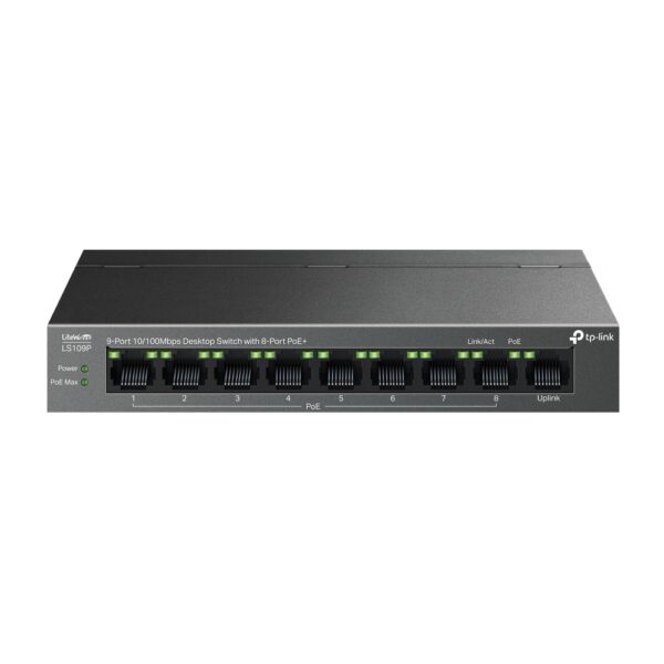 TP Link TL-LS109P 9-Port 10/100Mbps Desktop Switch with 8-Port PoE+
