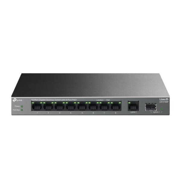 TP Link TL-LS1210GP 10-Port Gigabit Desktop Switch with 8-Port PoE+