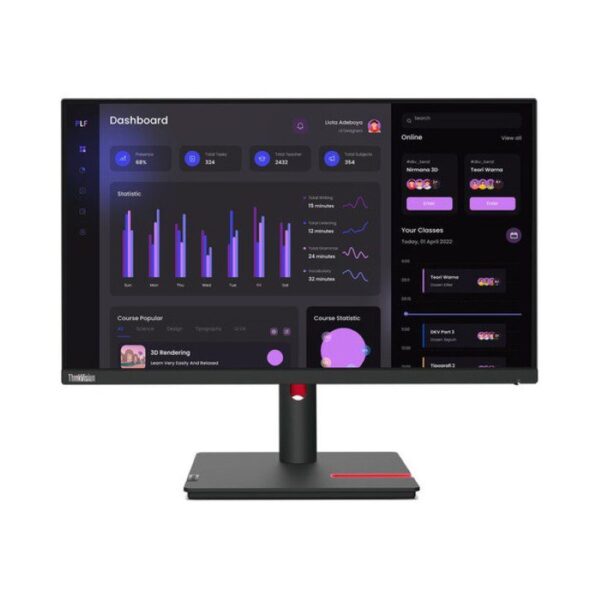 Lenovo ThinkVision 24'' T24i-30 LED Monitor FHD 1920x1080 IPS Anti glare 1 HDMI 1.4, 1 DP 1.2, 1 VGA Height Adjustable USB (3 Year Warranty)
