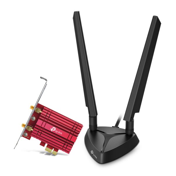 TP Link AXE5400 Wi-Fi 6E Bluetooth 5.3 PCIe Adapter 2× High-Gain Tri-Band Antennas